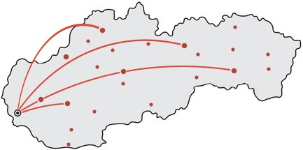 map Slovakia - transfer from the distance